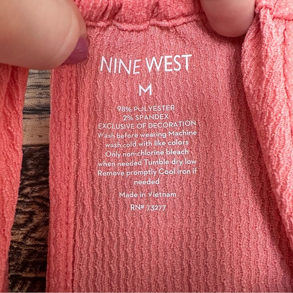 Nine West | Coral/Peach Smocked Halter Neck Top (size M) - Picture 4 of 4